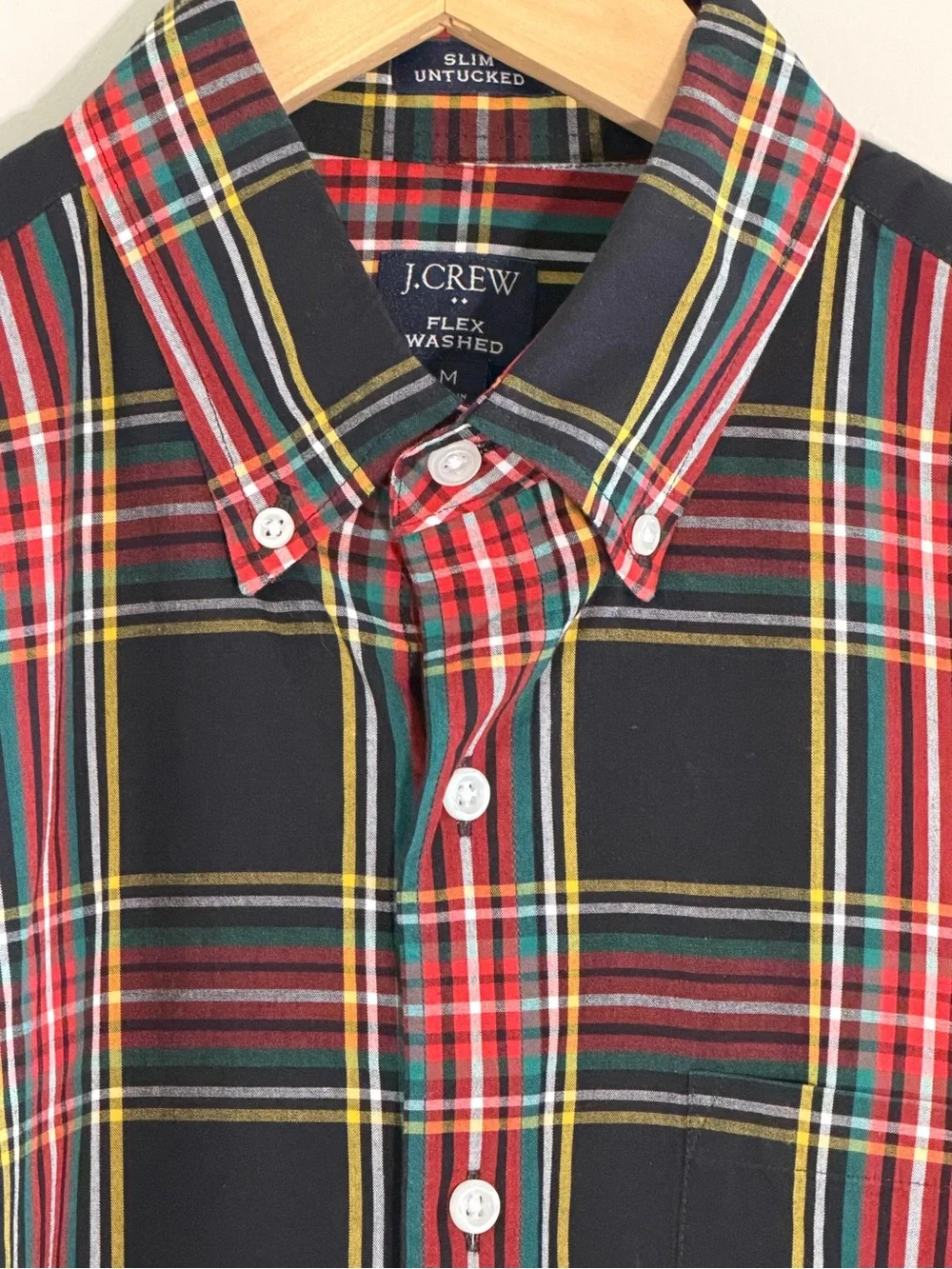 J Crew Flex Plaid Shirt Mens M Slim Untucked Stretch Cotton‎ Button Down Preppy